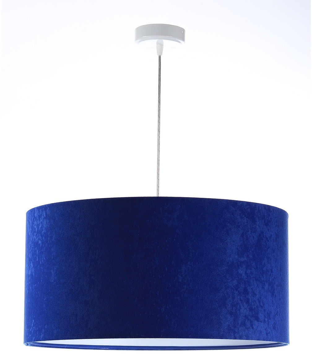 Koncept BPSKONCEPT Lampa wisząca welurowa granatowy biały tkanina pcv Alpana 50 BPS 010-083-50CM