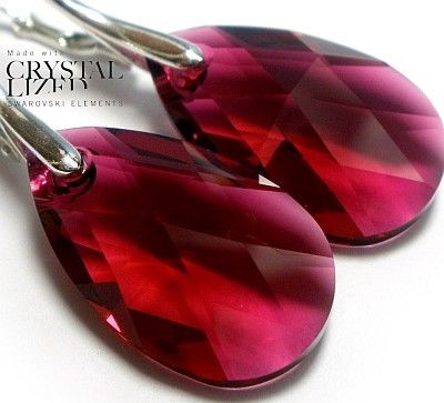 Swarovski piękne długie kolczyki SREBRO RUBY