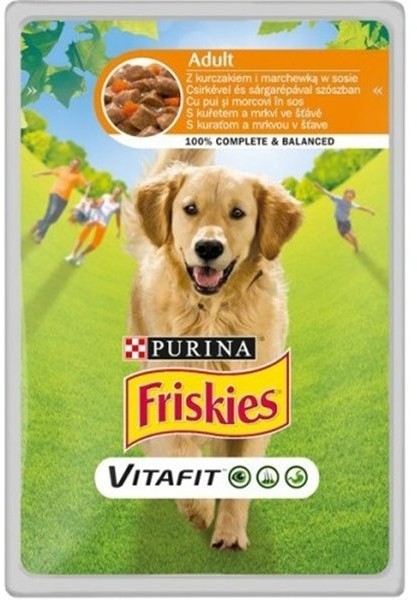 Purina Karma dla psów FRISKIES Vitafit, kurczak i marchew w sosie, 100 g