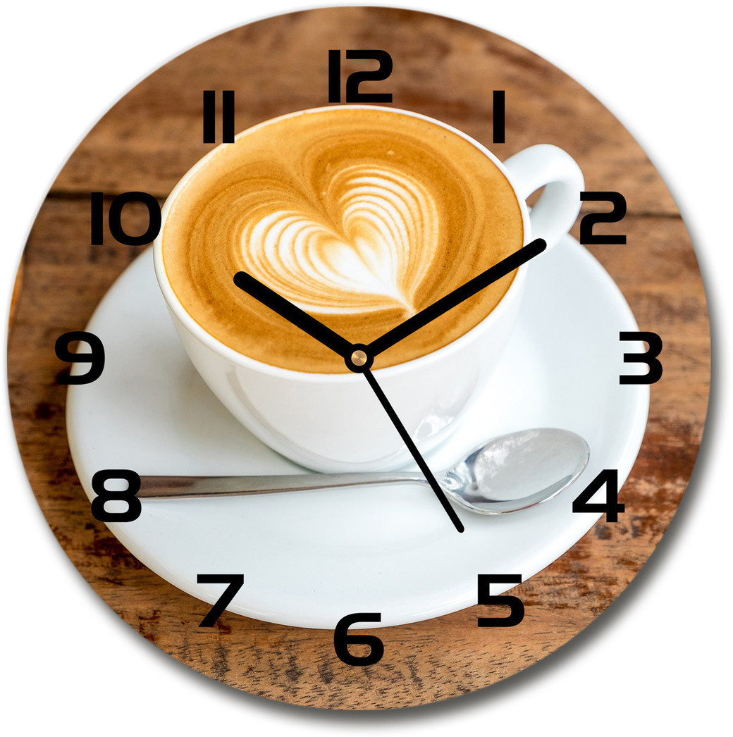 Zegar szklany okrągły Kawa w filiżance