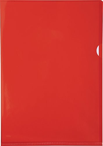 Exacompta 661205e przezroczystych koszulek na akta (gładkim mocnego, PCW 130, DIN A4) opakowanie  sztuk, czerwony 661275E