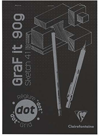 Clairefontaine Graf'It szkicownik, 90 g, A4, 80 arkuszy, kropki - czarna osłona 96844C