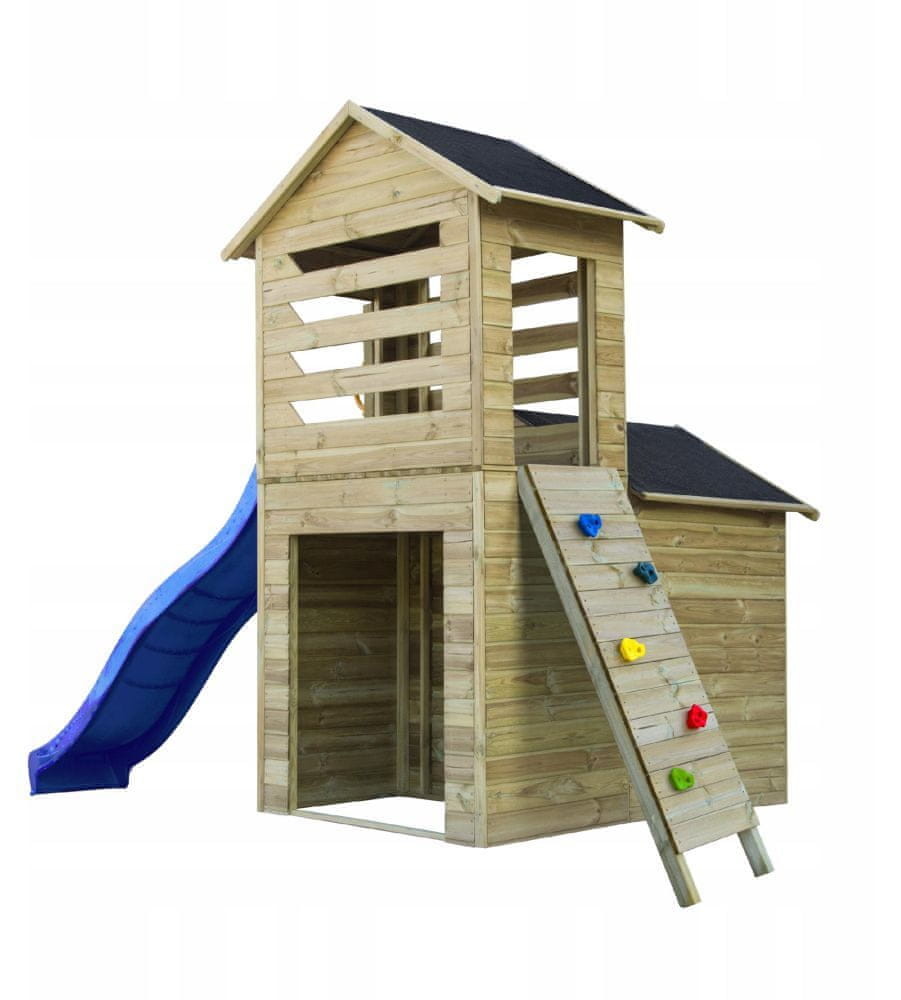 4iQ Drewniany Domek Dla Dzieci Robert Ślizg + Ścianka