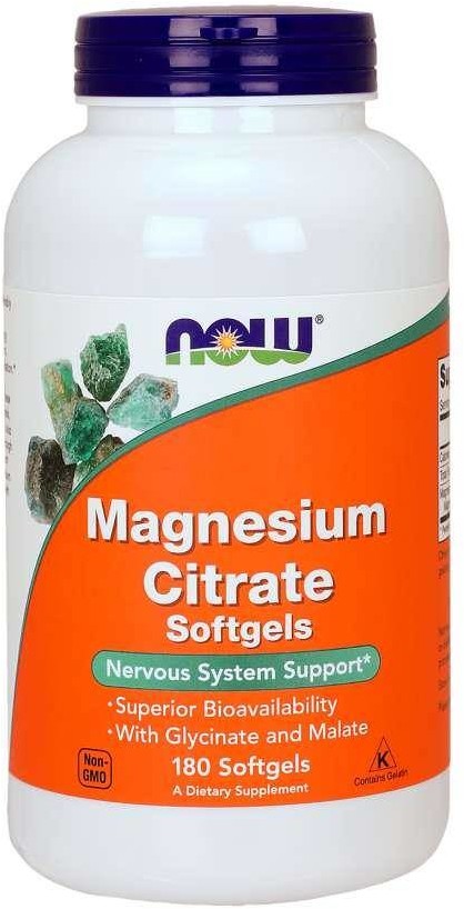 Now Foods Magnesium Citrate - Cytrynian Magnezu (180 kaps.)