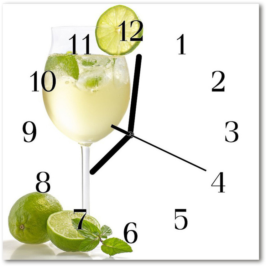 tulup pl Zegar szklany kwadratowy Limonka 30x30cm