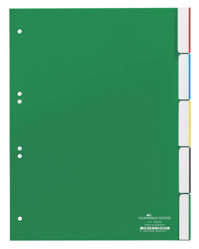 DURABLE Przekładki do segregatora A4 5 stron zielone 6220-05