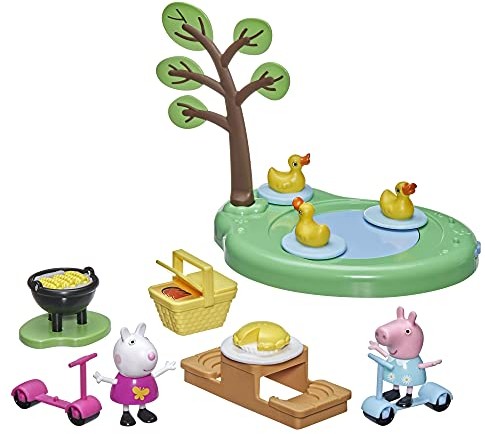 Peppa Pig Peppa Pig Peppa's Adventures piknik z zestawem do zabawy Peppa, zabawka przedszkolna z 2 figurkami i 8 akcesoriami, dla dzieci od 3 lat F2516FF2