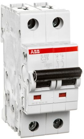 ABB Wyłącznik nadprądowy 2P C 25A 6kA AC S202-C25 2CDS252001R0254