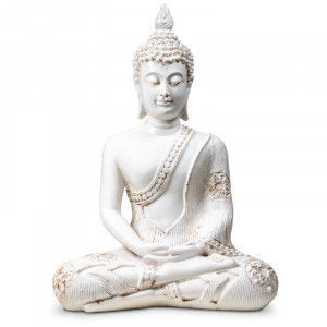 Figura Budda w Medytacji, biały z Tajlandii 760g. wys. 27.5 cm