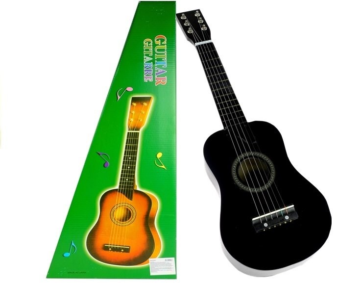 Gitara Drewniana Klasyczna z Kostką Czarna 60 cm