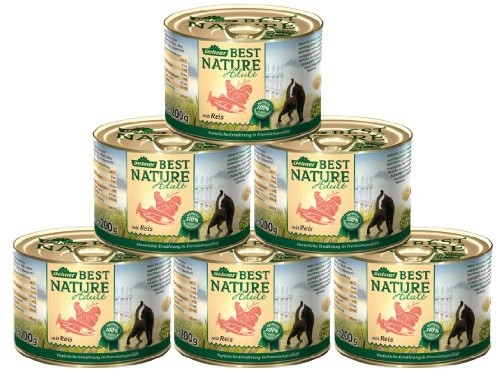 Dehner Best Nature karma dla dorosłych kotów z łososia i kury, 6 x 200 g (1,2 kg)