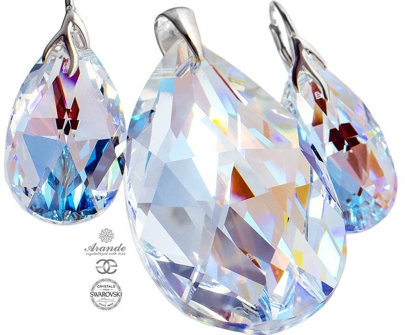 Arande SWAROVSKI KOLCZYKI WISIOREK 28/50mm BLUE AURORA SREBRO 700920