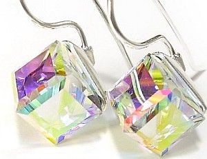 Swarovski Kolczyki Aurora Cube Srebro