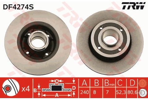 TRW Tarcza hamulcowa DF4274S