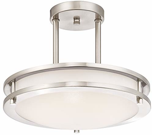 Westinghouse lighting 64009 30 cm przyciemniana lampa sufitowa LED do wnętrz, montaż pół-częściowy, szczotkowany nikiel z białym akrylowym kloszem 6400940