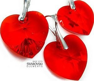 Arande SWAROVSKI przepiękny komplet RED HEART SREBRO 1906534208