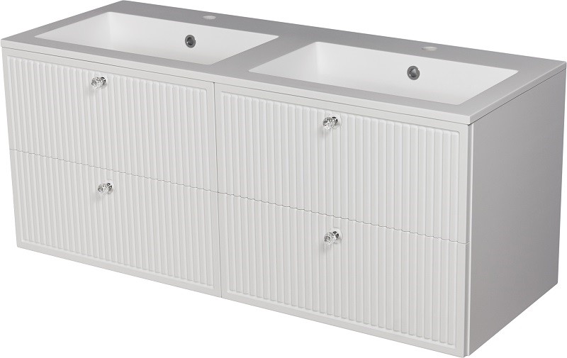 Gante Szafka łazienkowa wisząca z podwójną umywalką biały mat 120 cm Argento ARG-B-U121/46D+ARGO-1210D