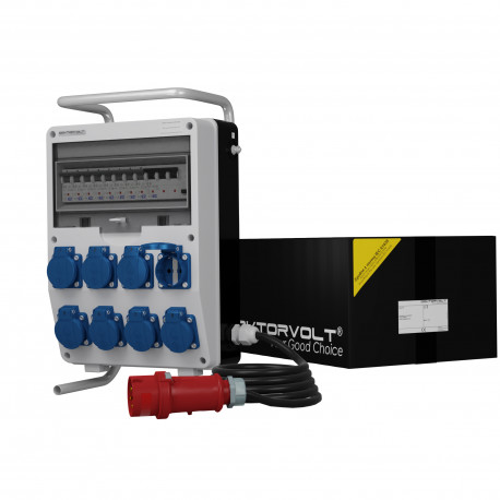 Doktorvolt Rozdzielnica budowlana TD-S/FI 8x230V SKHU Schuko stojak kabel wtyczka 32A 0342 DV-0342-D