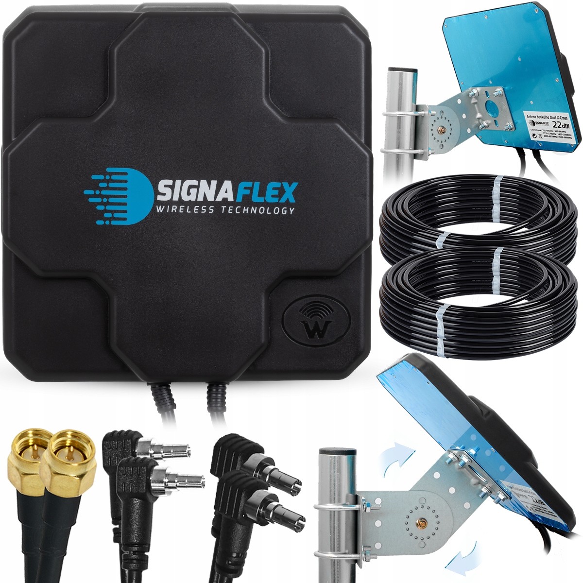 Huawei Antena Dual 4G Lte 44dBi Zte CRC9 TS9 Sma