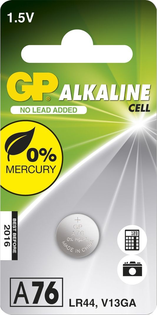 GP ALKALINE BUTTON CELL LR44 A76 1-P 76A