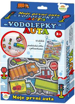 Teddies Naklejki wodne Moje pierwsze autka piankowy zestaw z siatką 12 szt