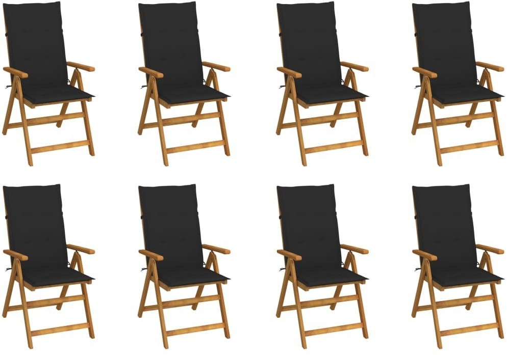 vidaXL Składane krzesła ogrodowe z poduszkami, 8 szt., drewno akacjowe! 3075061