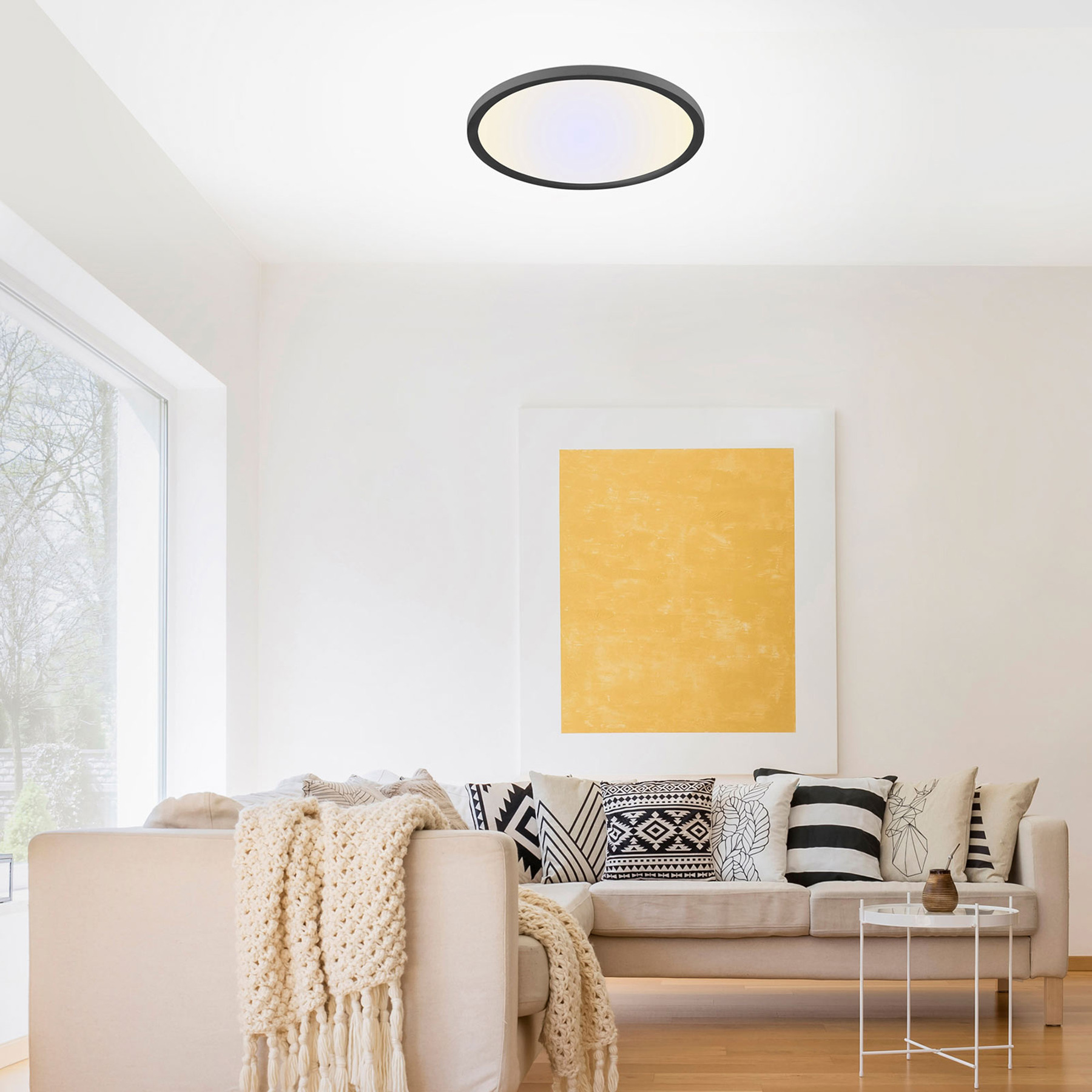 Leuchten Direkt Lampa sufitowa LED Flat CCT, 40 cm, czarna