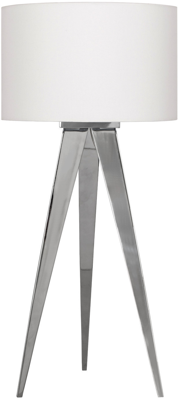Nave Stołowa LAMPKA abażurowa TRIPOD 3134423 metalowa LAMPA stojąca na trójnogu chrom biała