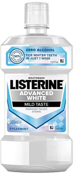 Listerine Advanced płyn do płukania ust o działaniu wybielającym White Łagodny smak Objętość 500 ml)