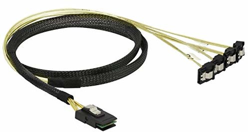 Delock kabel Mini SAS SFF-8087 > 4 x SATA 7 Pin kątowy 1 m (85687)