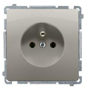 Kontakt Simon Kontakt_Simon Gniazdo wtyczkowe pojedyncze z uziemieniem (moduł) 16A. 250V z przesłonami torów prądowych. szybkozłącza satynowy BMGZ1CZ.01/29