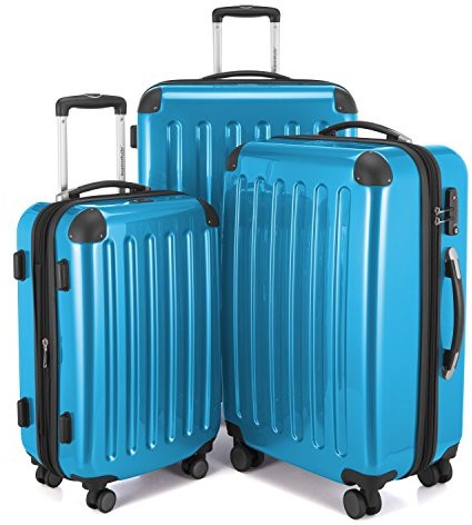 Hauptstadtkoffer HAUPTSTADTKOFFER bagaż podręczny utwardzana walizka na kółkach Roll-walizka podróżna 4 podwójne rolki, TSA, (S, M i L), Cyan Niebieski 82780036