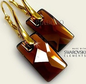 Swarovski piękne kolczyki TOPAZ ZŁOTE SREBRO