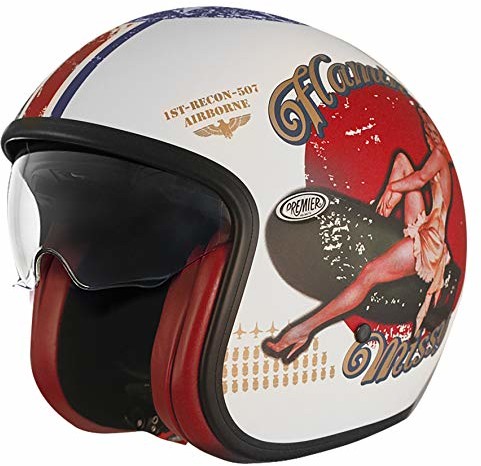 Premier Premier Kask Vintage Pin up Old Style srebrny, szary/czerwony/niebieski, XS APJETVIEFIBPOS00XS