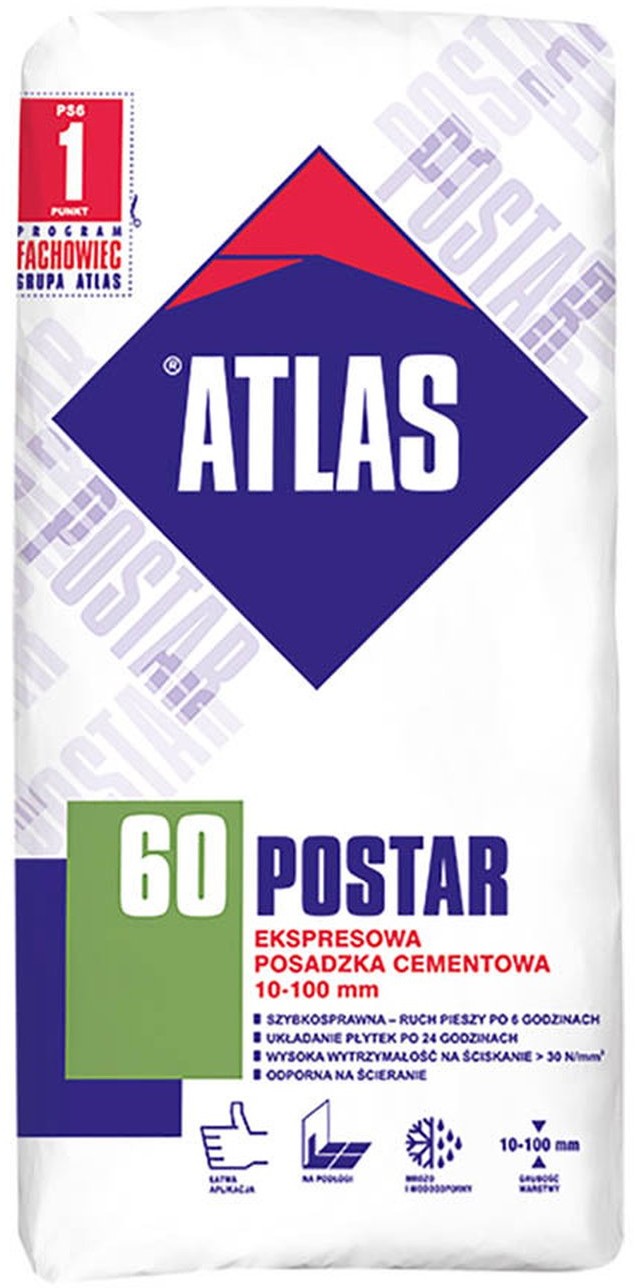 Atlas Posatar 60 ekspresowa posadzka cementowa 10-100 mm 25 kg