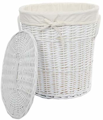 DVier Kosz na pranie wiklina Biały 37 X 26 h.45 08 woval-A