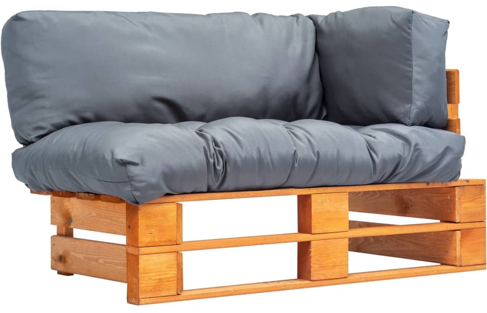 vidaXL Sofa ogrodowa z palet z szarymi poduszkami, sosna FSC