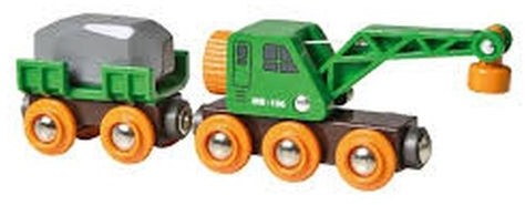 Brio Nieprzypisany Wagon dźwigowy z wagonem towarowym 33698. 7312350336986
