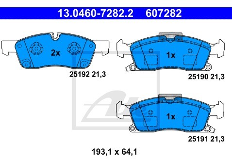 ATE KLOCKI HAM 13.0460-7282.2 JEEP GRAND CHEROKEE 3.6 V6 286KM 10-, 3.0CRD V6 241KM 11- 13.0460-7282.2