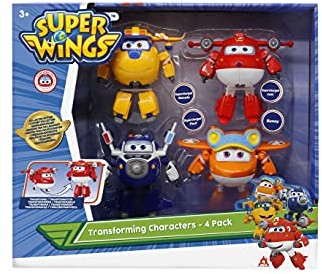 Super Wings Super Wings Zestaw Transforming x4 Figurki 12 cm - Transformowalny roboty kreskówki Sezon 5 - Zabawka dla dzieci 3 lata i +, EU750204A, wielokolorowa EU750204A