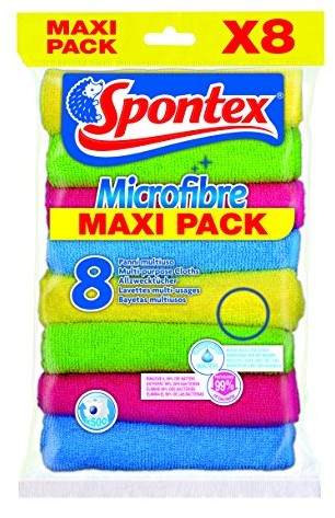 Spontex Ręczniki spontex uniwersalne chusty 8er z mikrofibry  kolorowe ściereczki z mikrofibry do wielu obszary zastosowania w zaleta Pack (4 X 8) 12230016