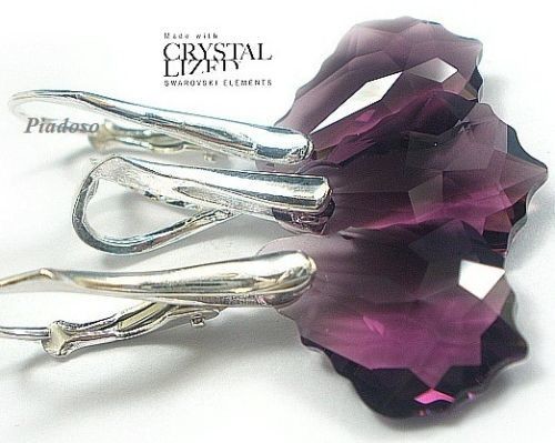 Arande SWAROVSKI kolczyki wisiorek Amethyst Certyfikat SREBRO 1402497409