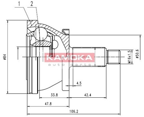 KAMOKA Zestaw przegubu, półoś napędowa 7082