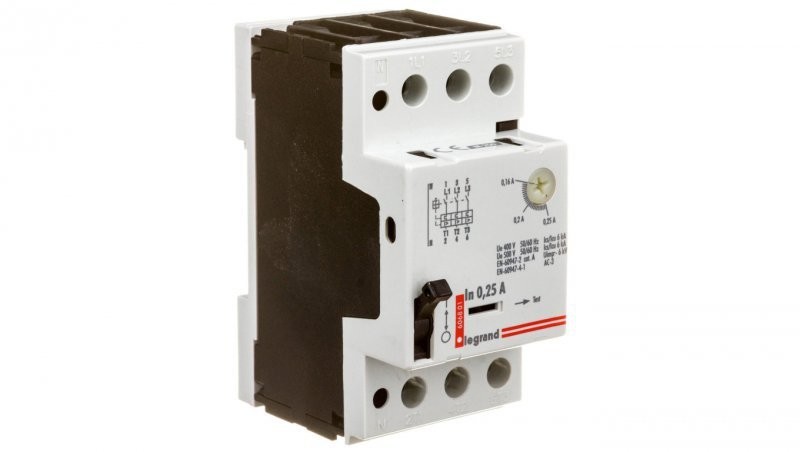 Legrand Wyłącznik silnikowy 3P 0,06kW 0,16-0,25A M 250 0,25 606801 606801