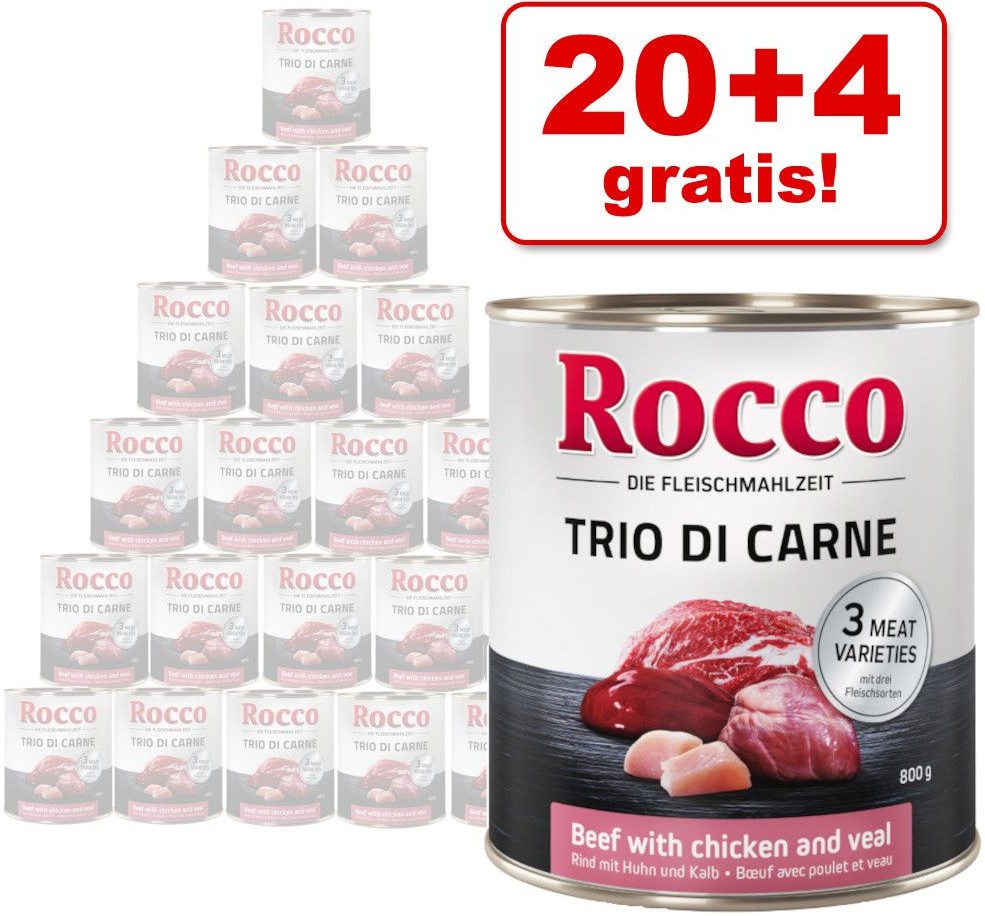 Rocco Classic Trio di Carne edycja specjalna, 24 x 800 g - Wołowina, kurczak i dziczyzna, 24 x 800 g