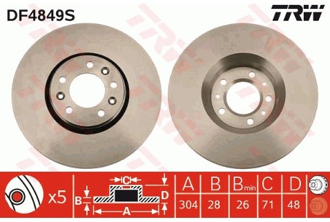 TRW Tarcza hamulcowa DF4849S