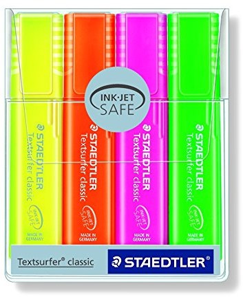 Staedtler Textsurfer zakreślacze z dużymi pojemnikami z tuszem, w etui, różne zestawy, wielokolorowa 364 P WP4