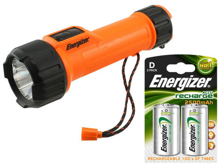 Energizer Latarka ręczna Atex 2D + 2x akumulator R20 D Ni-MH 2500 mAh