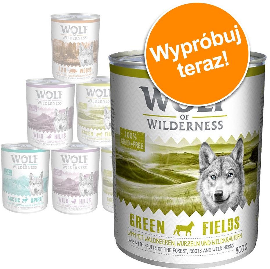 Wolf of Wilderness Mieszany pakiet próbny of Wilderness Adult - 6 x 400 g, puszki The Taste Of Canada, Scandinavia, Mediterran, Outback, Savanna