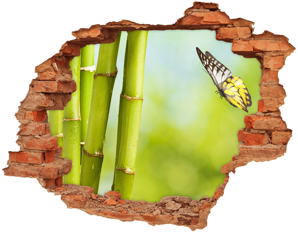 Wallmuralia.pl Samoprzylepna dziura naklejka Bambus i motyl
